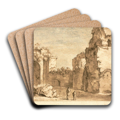 Roman Ruins by Circle of Bartholomeus Breenbergh Art Drink Coaster set