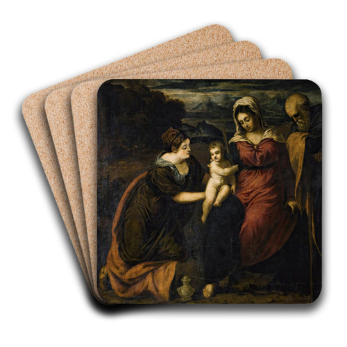 The Holy Family With Mary Magdalene by Giovanni Galizzi Art Drink Coaster set