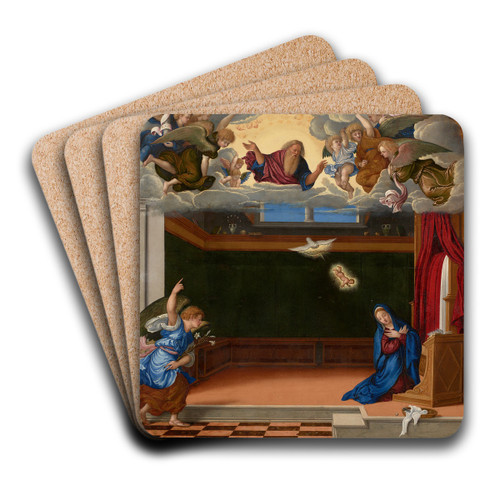 The Annunciation by Girolamo da Santacroce Art Drink Coaster set