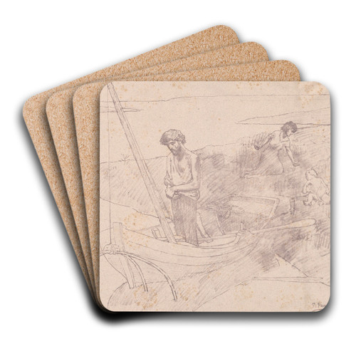 The Poor Fisherman by Pierre Puvis de Chavannes Art Drink Coaster set The Poor Fisherman by Pierre Puvis de Chavannes Art Drink Coaster set