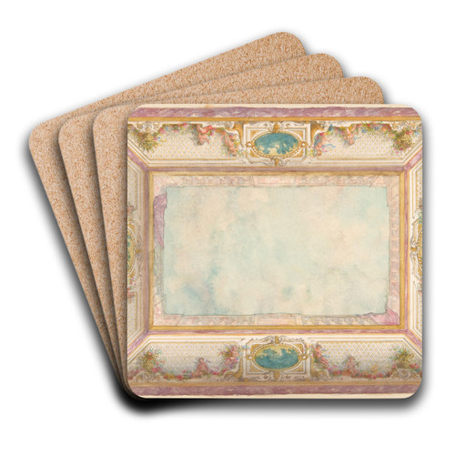 Design for a ceiling with trompe l'oeil balustrade and putti by Jules-Edmond-Charles Lachaise Art Drink Coaster set