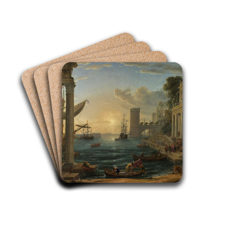 The Embarkation of the Queen of Sheba by Claude Lorrain Drink Coasters - set of 4 The Embarkation of the Queen of Sheba by Claude Lorrain Drink Coasters - set of 4