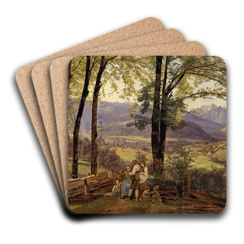 View of Ischl by Ferdinand Georg Waldmller Art Drink Coaster set