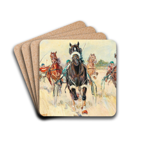 Trotting Races in the Krieau by Ludwig Koch Drink Coasters - set of 4