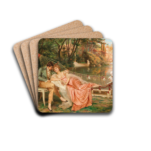 Flirting in the Park of the Villa Borghese, Rome by Frdric Soulacroix Drink Coasters - set of 4