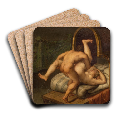 Nuditet med mand og kvinde by Agostino Carracci Art Drink Coaster set