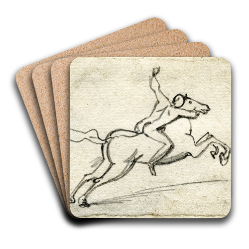 Man, zich vastklampend aan steigerend paard by David Humbert de Superville Art Drink Coaster set