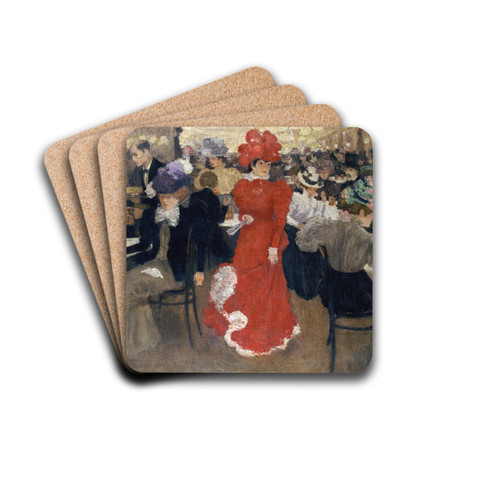In the Caf d'Harcourt in Paris by Henri Evenepoel Drink Coasters - set of 4 In the Caf d'Harcourt in Paris by Henri Evenepoel Drink Coasters - set of 4