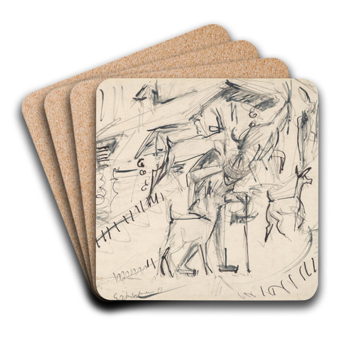 Goatherd with Goats by Ernst Ludwig Kirchner Art Drink Coaster set Goatherd with Goats by Ernst Ludwig Kirchner Art Drink Coaster set