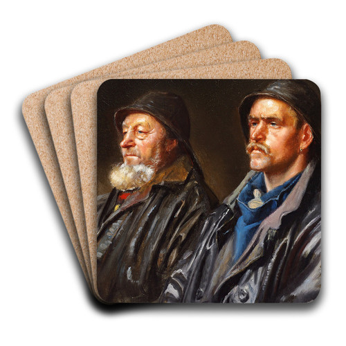 To fiskere by Michael Ancher Art Drink Coaster set