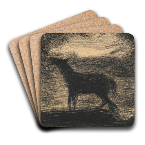 Foal (Le Poulain) [also called 'The Colt'] by Georges Seurat Art Drink Coaster set