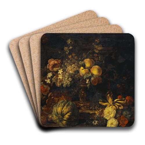 Still Life With Flowers And Fruit by Gaspar Peeter Verbruggen the Younger Art Drink Coaster set Still Life With Flowers And Fruit by Gaspar Peeter Verbruggen the Younger Art Drink Coaster set