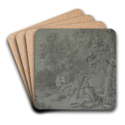 Mercury and Argus by Willem Van Mieris Art Drink Coaster set Mercury and Argus by Willem Van Mieris Art Drink Coaster set