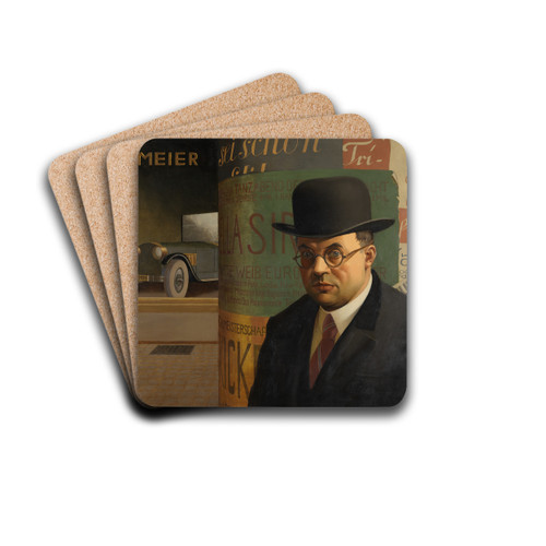 Selbstbildnis vor der Litfasule by Georg Scholz Drink Coasters - set of 4 Selbstbildnis vor der Litfasule by Georg Scholz Drink Coasters - set of 4