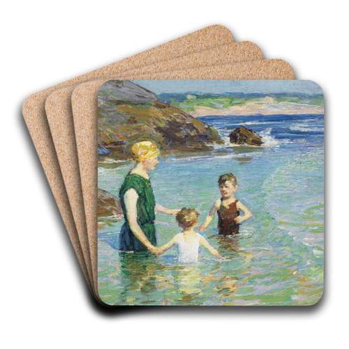 At the Beach by Edward Henry Potthast Art Drink Coaster set