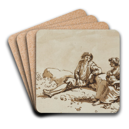 Seated Figures for Figure originali dedicare a sua Eccellenza Il Sigre Maggior Generale Hervey by Carlo Labruzzi Art Drink Coaster set Seated Figures for Figure originali dedicare a sua Eccellenza Il Sigre Maggior Generale Hervey by Carlo Labruzzi Art Drink Coaster set