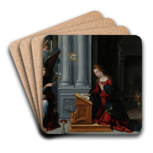 The Annunciation by Benvenuto Tisi Art Drink Coaster set