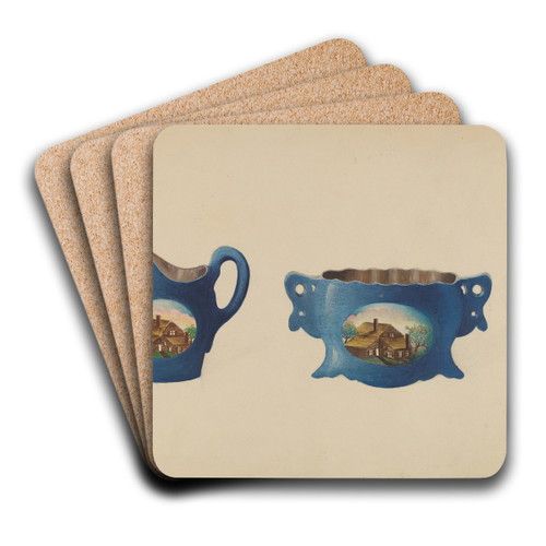 Cream Pitcher and Sugar Bowl by Frank Nelson Art Drink Coaster set Cream Pitcher and Sugar Bowl by Frank Nelson Art Drink Coaster set