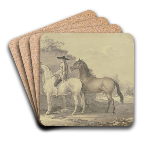 Spanish horses by Johann Georg Pforr Art Drink Coaster set