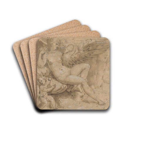 Leda and the Swan by Isaac Oliver Drink Coasters - set of 4