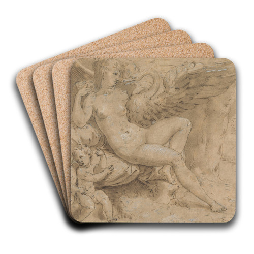 Leda and the Swan by Isaac Oliver Art Drink Coaster set