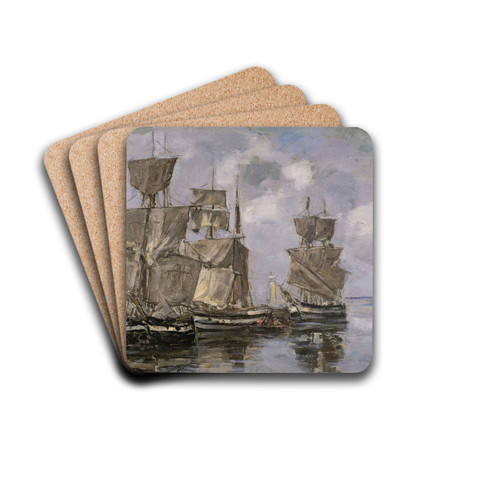 Navires dans le Port  Honfleur by Eugne Boudin Drink Coasters - set of 4