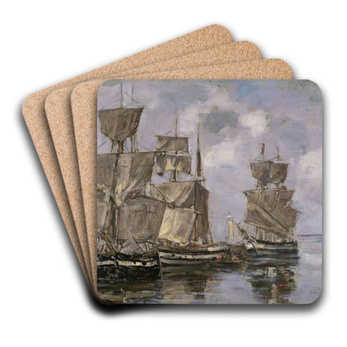 Navires dans le Port  Honfleur by Eugne Boudin Art Drink Coaster set