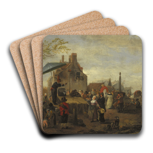 Juggers at a Market by Philips Wouwerman Art Drink Coaster set