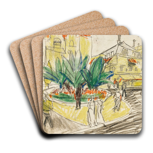 The Bosquet In Albertplatz In Dresden by Ernst Ludwig Kirchner Art Drink Coaster set