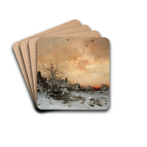 January-Cernay-near Rambouillet by Lon-Germain Pelouse Drink Coasters - set of 4 January-Cernay-near Rambouillet by Lon-Germain Pelouse Drink Coasters - set of 4