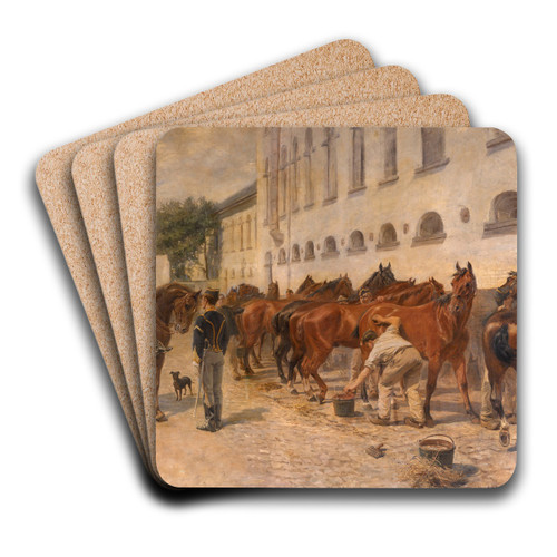 Grooming by Lon-Eugne-Auguste Abry Art Drink Coaster set