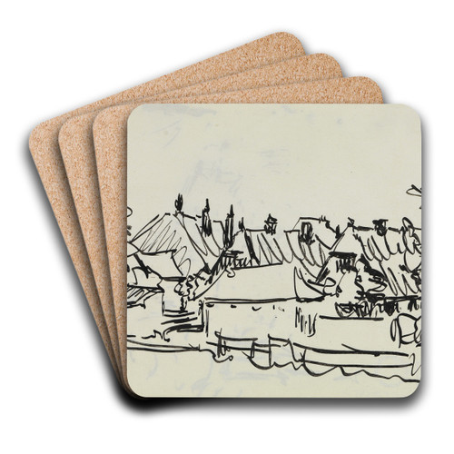 Dorf auf Fehmarn by Ernst Ludwig Kirchner Art Drink Coaster set