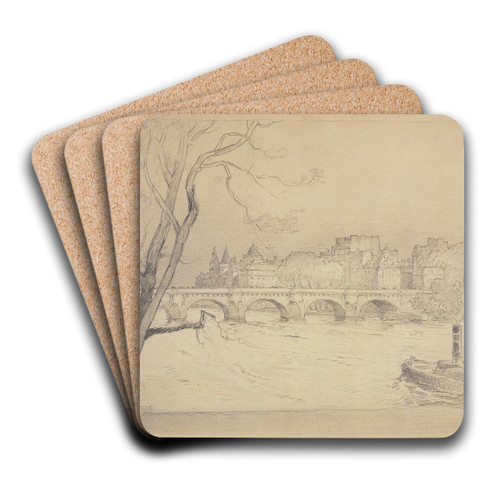 Le Pont-Neuf et la Cit by Ferdinand Boberg Art Drink Coaster set