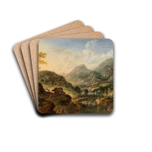A River Landscape by Jan Griffier Drink Coasters - set of 4