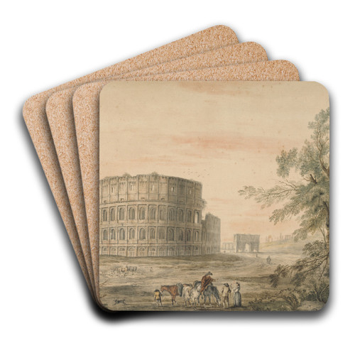 Colosseum, Rome, with Arch to the Left by George Robertson Art Drink Coaster set Colosseum, Rome, with Arch to the Left by George Robertson Art Drink Coaster set