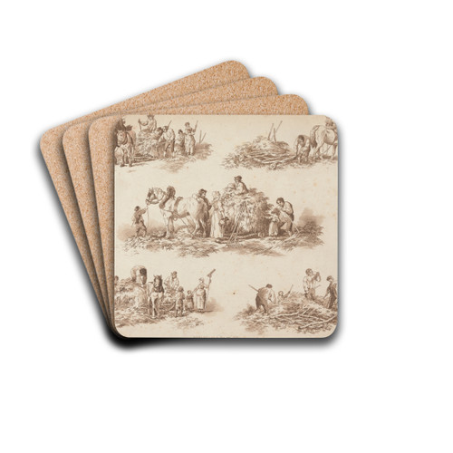 Hay Making by William Henry Pyne Drink Coasters - set of 4 Hay Making by William Henry Pyne Drink Coasters - set of 4