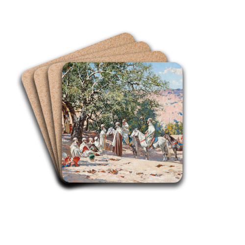Resting at an Oasis by Victor Pierre Huguet Drink Coasters - set of 4