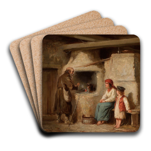In a peasant cottage by Henryk Pillati Art Drink Coaster set
