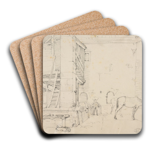 curie de l'auberge Saint-Alexis by Jacques-Raymond Brascassat Art Drink Coaster set