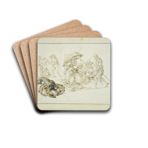 Studienblatt; Einsiedlerkrebs und zwei Hexendarstellungen by Jacob de Gheyn II Drink Coasters - set of 4 Studienblatt; Einsiedlerkrebs und zwei Hexendarstellungen by Jacob de Gheyn II Drink Coasters - set of 4