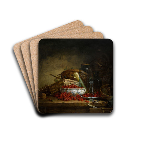 A still life with cherries by Ernest Eugne Lefebvre Drink Coasters - set of 4 A still life with cherries by Ernest Eugne Lefebvre Drink Coasters - set of 4
