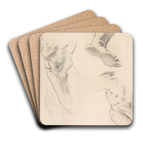 Figure Studies of a Nude Youth by John Singer Sargent Art Drink Coaster set Figure Studies of a Nude Youth by John Singer Sargent Art Drink Coaster set