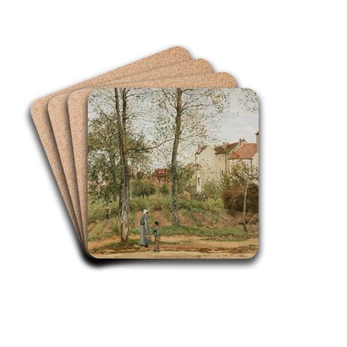 Houses at Bougival (Autumn) by Camille Pissarro Drink Coasters - set of 4