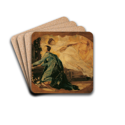 Organ player (allegory of church music) by Gustav Klimt Drink Coasters - set of 4 Organ player (allegory of church music) by Gustav Klimt Drink Coasters - set of 4