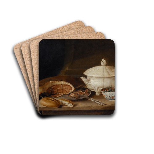 Still Life with Ham on a Pewter Dish, a Faience Set and a Bowl of Gooseberries and Red Currants by Pehr Hillestrm Drink Coasters - set of 4 Still Life with Ham on a Pewter Dish, a Faience Set and a Bowl of Gooseberries and Red Currants by Pehr Hillestrm Drink Coasters - set of 4