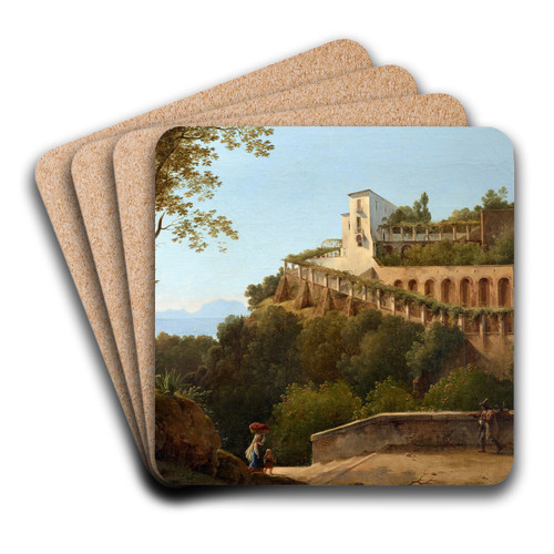 A Convent Near Naples, with a View of Capri by Pierre-Athanase Chauvin Art Drink Coaster set