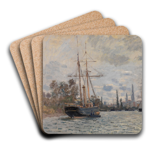 The Seine near Rouen by Claude Monet Art Drink Coaster set