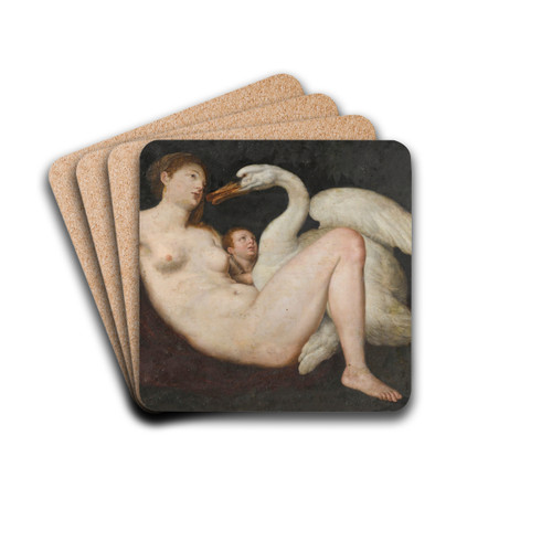 Leda and the swan by Gillis Coignet Drink Coasters - set of 4