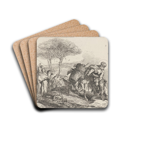 The Madonna and Child at Left, with a File of Angels by Giovanni Domenico Tiepolo Drink Coasters - set of 4 The Madonna and Child at Left, with a File of Angels by Giovanni Domenico Tiepolo Drink Coasters - set of 4