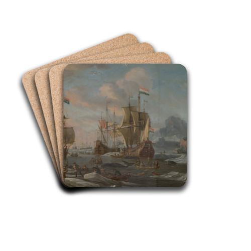 The Dutch Whaling Fleet by Abraham Storck Drink Coasters - set of 4